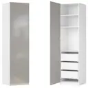 Шкаф распашной Лион серый глянец  60х232,2х54,5  с 3 полками и 3 ящиками ЛДСП каркас белый